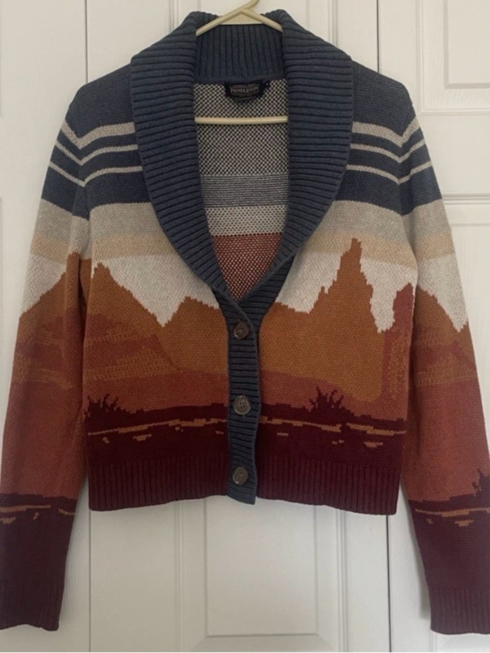 NEW Pendleton WESTERN SCENIC COTTON CARDIGAN Small - Picture 7 of 9